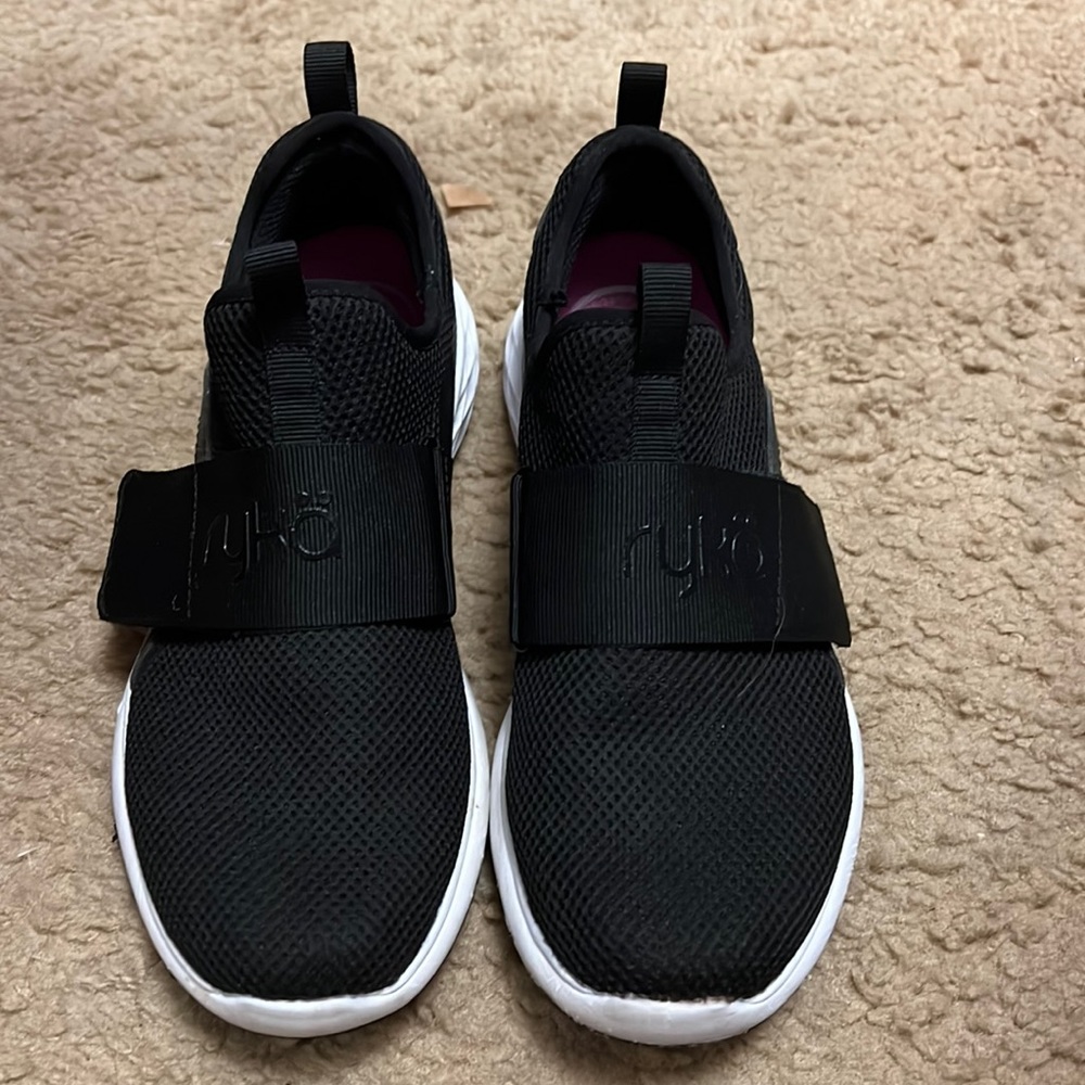 Ryka womens black slip on shoes Velcro straps size 7